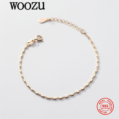WOOZU Real 925 Sterling Silver Minimalist Cuban Link Chain Bracelets For Women Party French Punk Hip Hop Birthday Jewelry Gifts