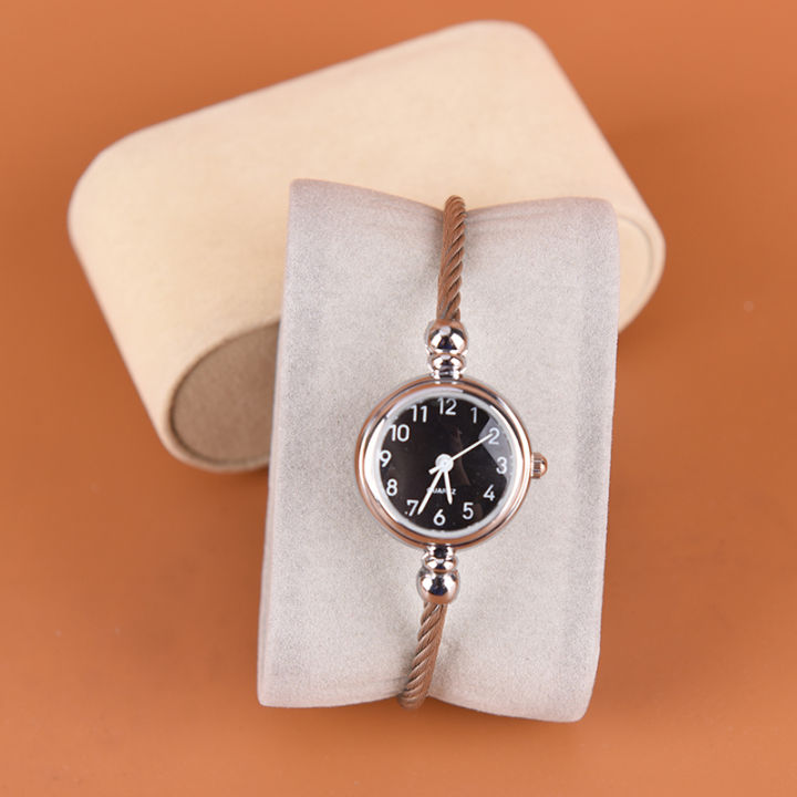 lowest-price-mh-1ชิ้นนาฬิกาข้อมือหนังนิ่มสีงาช้าง-ครีมหมอนสำหรับโชว์เคสกล่องใหม่