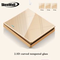 High-grade 1 2 3 4 gang 1 2 Way Big Panel Golden switch socket Type 86 Wall 2.5D Cambered Mirror Tempered glass Computer TV