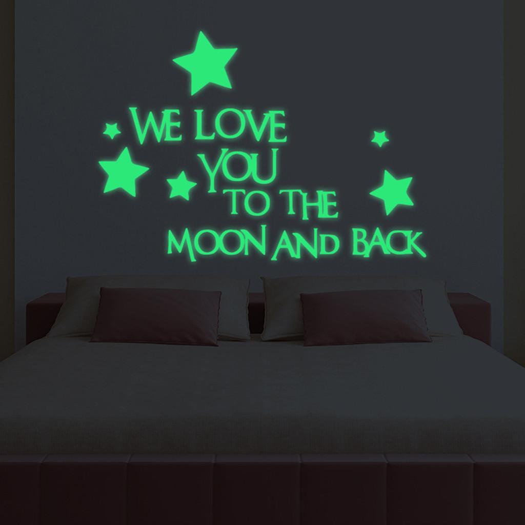 Moon Stars Girl luminous Stickers Living Room Bedroom Decoration Wall Stickers 