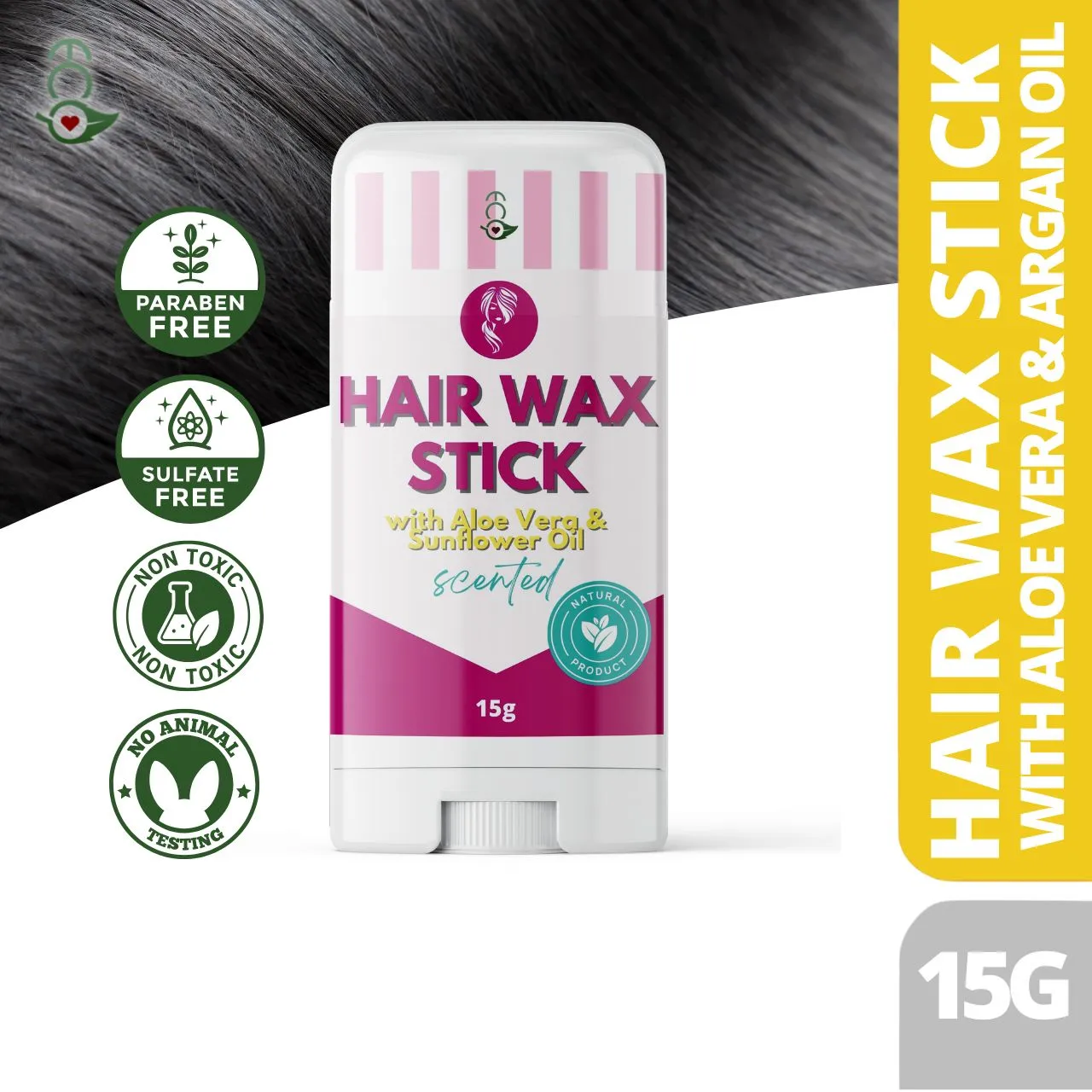 Eco Premium Organic Hair Wax Stick with Aloe Vera Argan Sunflower Oil Sleek  Stick Fly Away Frizzy Hair Pomade Stick, Long-Lasting Styling Wax Stick Hair  Kumquat Non-greasy Styling Hair Stick Wax for