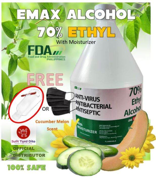 1 Gallon of 70 Ethyl Alcohol CUCUMBER MELON SCENT EMAX Quality Brand and FDA Approved 100 SAFE
