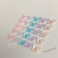 【hot sale】 ☽ B50 2022 NEW Nail Double Aurora Butterfly Colorful Two-wings Fairy Girly Resin Small Decorations Nails Art DIY 3D Accessories