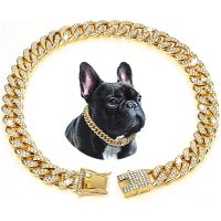 【DT】hot！ Luxury Dog Cuban Chain Collar with Design Buckle Necklace Jewelry Accessories for Small Medium Large Dogs