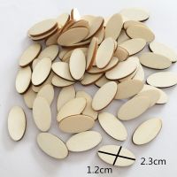 100pcs natural oval wood chip handmade DIY wood craft home environmental protection wooden decoration 2.3*1.2cm  Power Points  Switches Savers