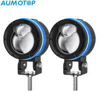 AUMOTOP ไฟหน้า LED ของรถมอเตอร์ไซค์90W สีขาวและสีเหลืองอำพัน4โหมดชุดเปลี่ยนไฟสปอตไลท์ไฟโปรเจคเจอร์แสงไฟแต่งรถสำหรับรถจี๊ปรถจักรยานยนต์รถแทรกเตอร์ ATV UTV เอสยูวีเรือ (2แพ็ค)