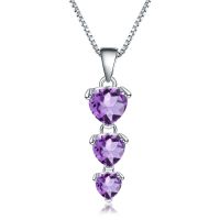 2021GEMS BALLET 2.43Ct Natural Purple Amethyst Gemstone Pendant 925 Sterling Silver Heart Necklace For Women Wedding Fine Jewelry