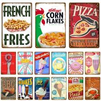 Food Metal Tin Sign Poster Donuts French Fries Pizza Garden Wall Plates Restaurant YK-170