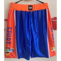 ใหม่ กางเกงขาสั้นบาสเก็ตบอล พิมพ์ลาย New York Nicks สีฟ้า สีส้ม 2022 Shorts