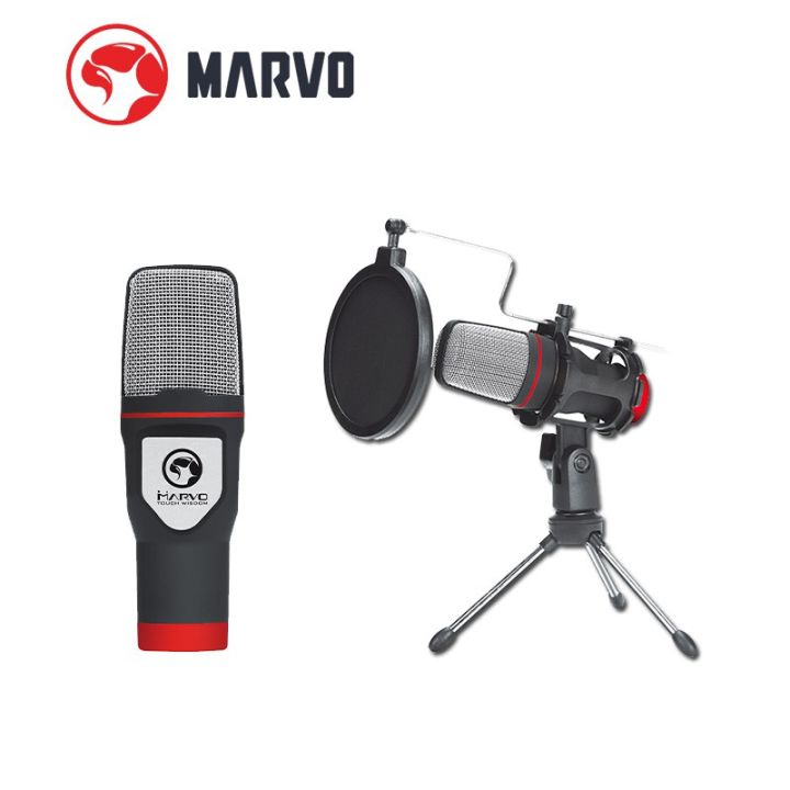marvo-mic-02-ไมโครโฟน-ตั้งโต๊ะ-ระบบ-omnidirectional-พร้อมขาตั้งและกันลม