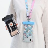 Waterproof Mobile Phone Bag For iPhone 14 13 12 11 Daisy cartoon unicorn Swimming Beach Storage Wallet Cards Pouch Dry Bags