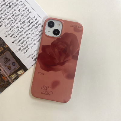 กุหลาบแดงกรณีโทรศัพท์สำหรับ iPhone13Promax ภาพวาดสีน้ำมันดอกไม้โทรศัพท์กรณีสำหรับ iPhone14Pro เวอร์ชั่นเกาหลี Filling Phone Case สำหรับ iPhone11 เคสโทรศัพท์ดอกกุหลาบสำหรับ iPhone12Pro
