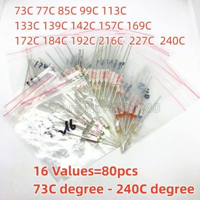 16 Values assortment kit Thermal Fuse 10A 250V Thermal Cutoffs 73C degree - 240C degree Temperature fuse Furniture Protectors Replacement Parts