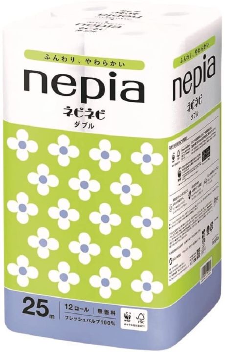 nepia-กระดาษทิชชู่-กระดาษชำระ-ญี่ปุ่น-ละลายน้ำได้-ทิ้งชักโครกไม่ตัน-12ม้วน-25เมตร-2ชั้น