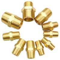 1/8 1/4 3/8 1/2 3/4 1 BSPT NPT Male Hex Nipple Reducer Brass Pipe Fitting Connector Adapter Water Gas Propane Home Garden