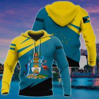 Bahamas Flag and Emblem Pattern Hoodies For Male Loose Mens Fashion Sweatshirts Boy Casual Clothing Oversized Streetwear