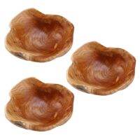 3X Household Fruit Bowl Wooden Candy Dish Fruit Plate Wood Carving Root Fruit Plate Wood 20-24 cm