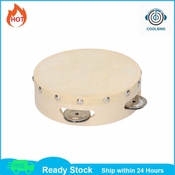 6 Inch / 8 Inch Hand Tambourine with Metal Single Row Jingles Sheepskin