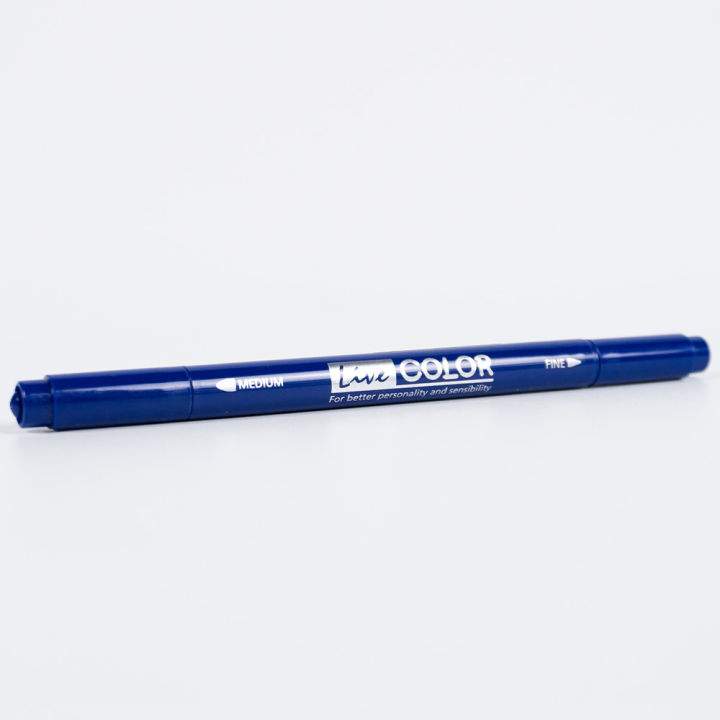 monami-live-color-25-prussian-blue-ปากกาสีน้ำ-ชนิด-2-หัว-สีกรมท่า-ของแท้