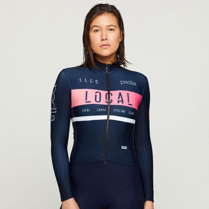 pedla-women-long-sleeve-cycling-jersey-mountain-road-bike-jersey-mtb-maillot-ciclismo-navy-blue-outdoor-sports-shirt