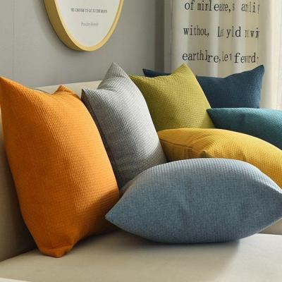 【SALES】 Plain Simple Pillow Living Room Sofa Cushion Office Bedside Cover Thickened Linen Fabric Waist Backrest