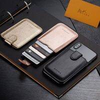 Fashion New Men Women PU Leather Wallet Card Holder Bag Adhesive Holder Case Pouch Sticker for Cell Phone 5 Card Pockets