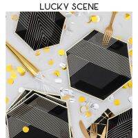 【JIU YU】▧  Relick Series Louça Descartável Copos Tecido Casamento Birthday Party Supplies Foild Bronzing Decorações de Natal S00189