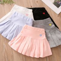 【CC】◘☢✵  2023 Girls New All-Match Pleated Culottes Medium Lenght ChildrenS Skirt With Inner Safety Pants Student Uniform Skirts