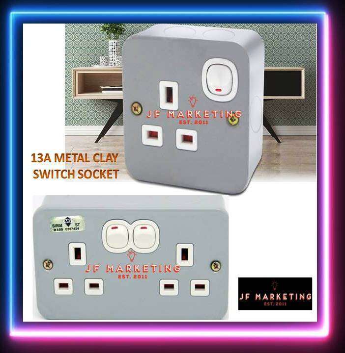 13A Metal Clad Heavy Duty Switch Socket (SINGLE / DOUBLE) Lazada