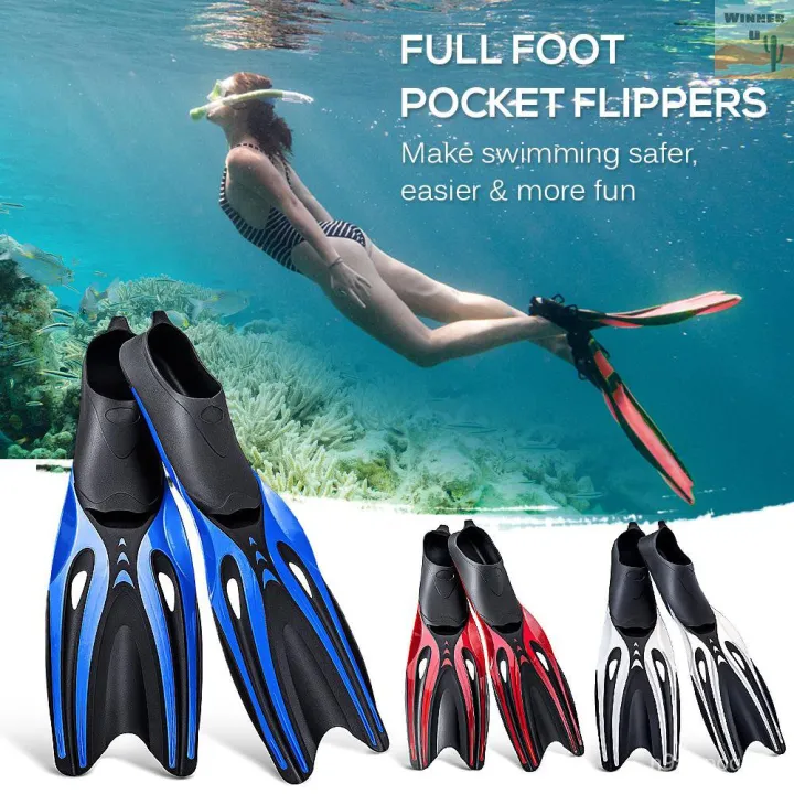 WinnerYou Adult Long Snorkeling Fins Full Foot Pocket Flippers Light ...