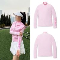 ◙┋๑ Korea GOLF Clothing Women 39;s Long Sleeve T shirt 2023 Spring New Striped High Neck Elastic Slim Bottom Shirt Golf Sportswear