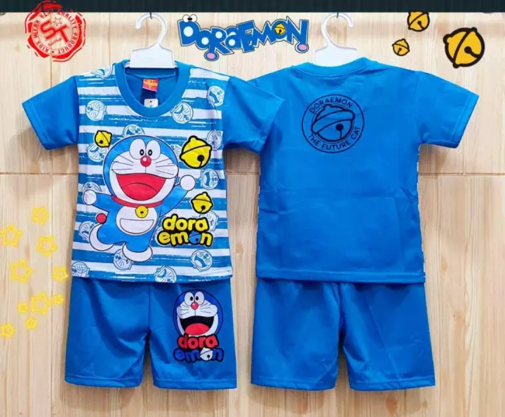 setelan doraemon busa untuk usia 4 12 bulan