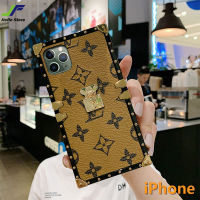 JieFieกรณีหรูหราLVพิมพ์เคสโทรศัพท์สำหรับiPhone 11/11 Pro / 11 Pro Maxย้อนยุคหนังแฟชั่นสแควร์โครเมี่ยมRivetโทรศัพท์ปก