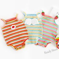 【Ready Stock】 ✙☏¤ C22 3 Colors Newborn Lovely Rainbow Strip Romper Infant Baby Girl Jumpsuit Kids Baju Summer Clothing