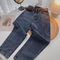 ZHISILAO Straight Jeans Women with Belt Vintage Basic Blue Ankle-length Denim Pants Plus Size Boyfriend Gray Jeans Korean