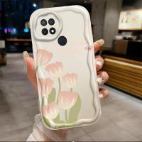 เคสสำหรับ OPPO A15 A15S/A35ดอกทิวลิปลายคลื่นไอศครีมเคสเคสโทรศัพท์นิ่มสาวน่ารัก