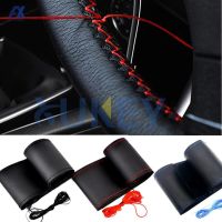 【YF】 Black/Red/Blue Leather Car Steering Wheel Cover Protection Needle 38cm 15  Sticker Genuine Accessories For Focus 2 3 Kia Rio