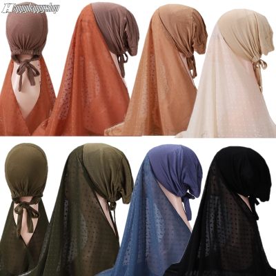 【YF】 Muslim Women Prayer Hijab One-Pieces Chiffon Scarf and Inner Cap Bonnet Long Shawls Malaysia Headscarves Turban 72x175cm