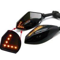 2pcs Motorcycle Rearview Side Mirrors with LED Turn Signals (Left Right)