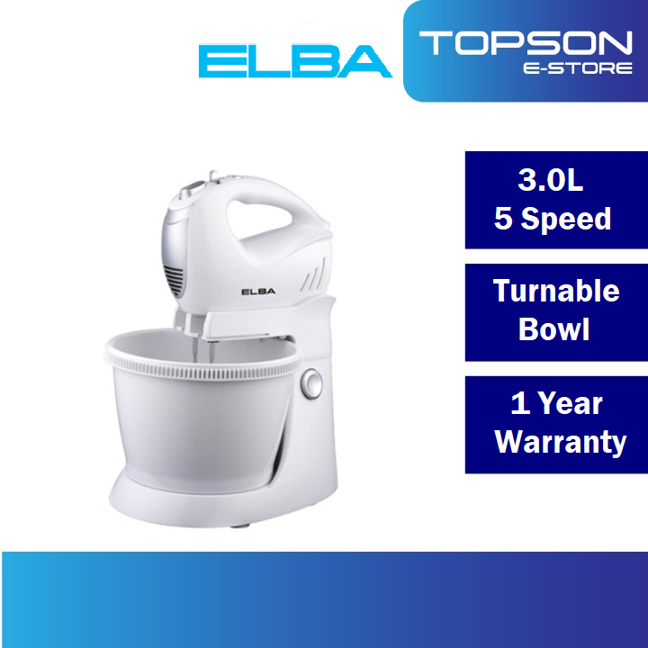 Elba 3.0L Stand Mixer 5 Speed with Rotating Bowl ESMBE3030(WH) Lazada