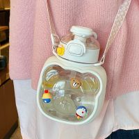 【JH】 Large-capacity water cup girls children students high temperature resistant plastic kettle bottle straw high-value belly