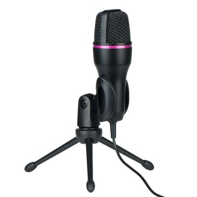 USB RGB Light Computer Video Condenser Microphone Recording Live Game Microphone (Black)