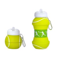 【CC】✗  Outdoor Fold Bottle Football Basketball Tennis Leakproof Silicone Kettle Children Adult