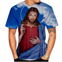 New Summer Christianity เสื้อยืดผู้ชายแฟชั่น Casual 3D พิมพ์พระเยซูเสื้อยืดคุณภาพสูงหลวม T-Shirt