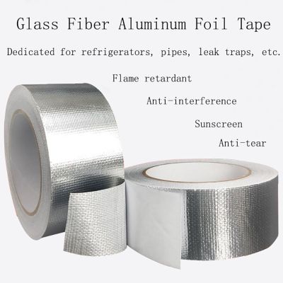 Westspark 1PC 50M Self-Adhesive Silver Heat Reflective Tape  Fiber-Glass Aluminum Foil Tape  Heat Jacketing Insulation Resistant Adhesives Tape