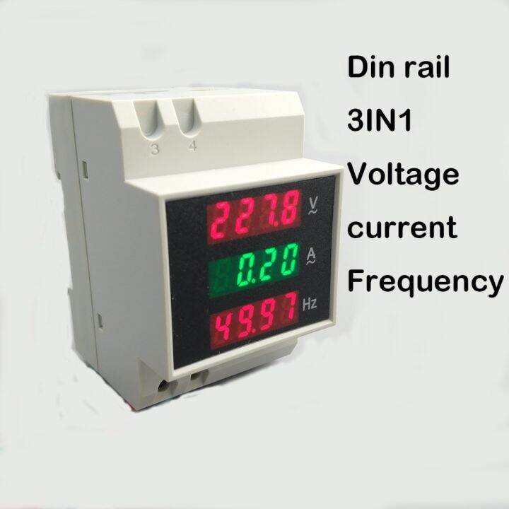 3in1ราง-din-จอแสดงผลแอลอีดีแรงดันไฟฟ้ากระแสไฟฟ้าความถี่เมตร80-300v-200-450v-0-100a-โวลต์มิเตอร์แอมมิเตอร์สามในหนึ่งเดียว