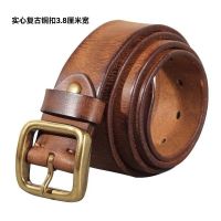 belt mens leather copper pin buckle head layer cowhide belt mens casual middle-aged and young retro belt zbn