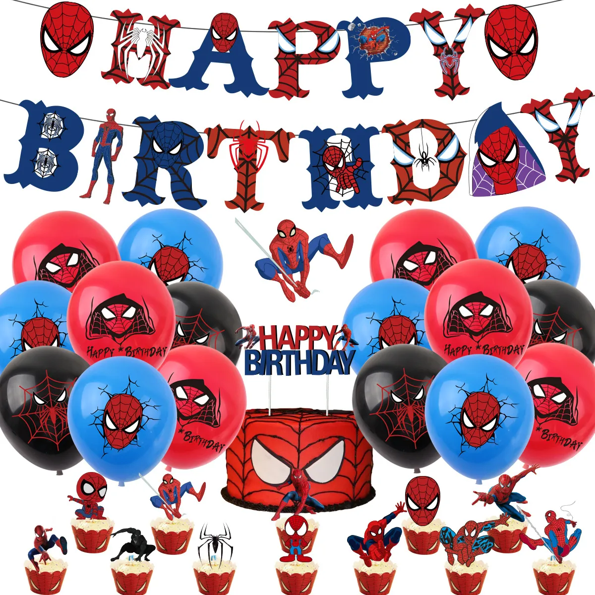 46Pcs/set Marvel Spiderman Party Decoration Balloon Set with Happy Birthday  Banner Cake Card Cartoon Party Supply Balloon Home Decor Birthday Gift for  Kids | Lazada Singapore
