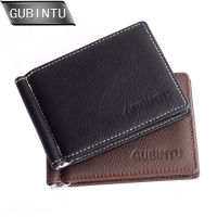 GUBINTU Genuine Leather Money Clip Wallets for Men Slim Front Pocket Wallet With ID Credit Card Cardslots Zipper Pocket Purse