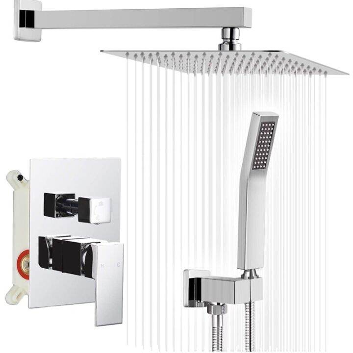 Quyanre Wall Mount Bathroom Rain Waterfall Shower Faucets Set Concealed ...